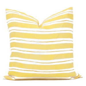 Yellow Stripe Decorative Pillow Cover  18x18, 20x20, 22x22, Eurosham or lumbar, linen throw pillow cushion