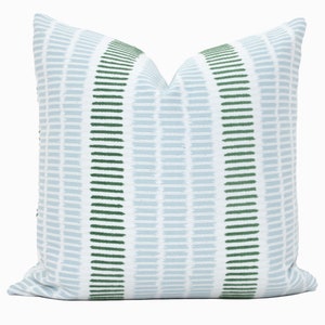 Thibaut Topsail Stripe Decorative Pillow Cover Made to order any size, Performance fabric indoor outdoor seafoam kelly green