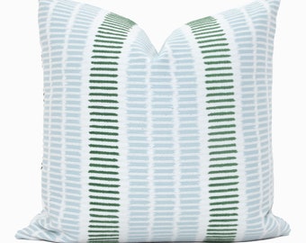 Thibaut Topsail Stripe Decorative Pillow Cover Made to order any size, Performance fabric indoor outdoor seafoam kelly green