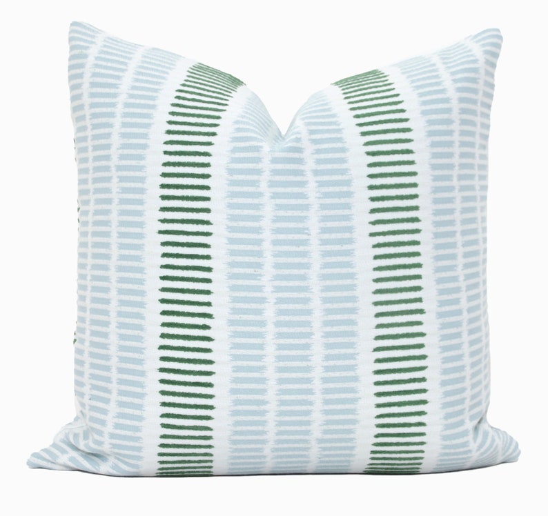 Thibaut Topsail Stripe Decorative Pillow Cover Made to order any size, Performance fabric indoor outdoor seafoam kelly green image 1