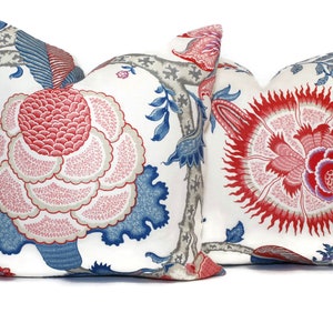 Schumacher Arborvitae in Rose Pink and Delft Blue Floral Decorative Pillow Cover 20x20 Throw pillow