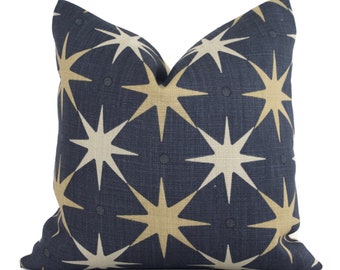 Scalamandre Star Power Pillow Cover: Charcoal Gray Linen Toss Pillow