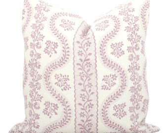 Sister Parish Dolly Pillow Cover: Parma Purple Floral Linen Throw Pillow
