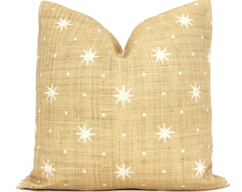 Sister Parish Serendipity Pillow Cover: Raffia Tan & White Cotton Linen