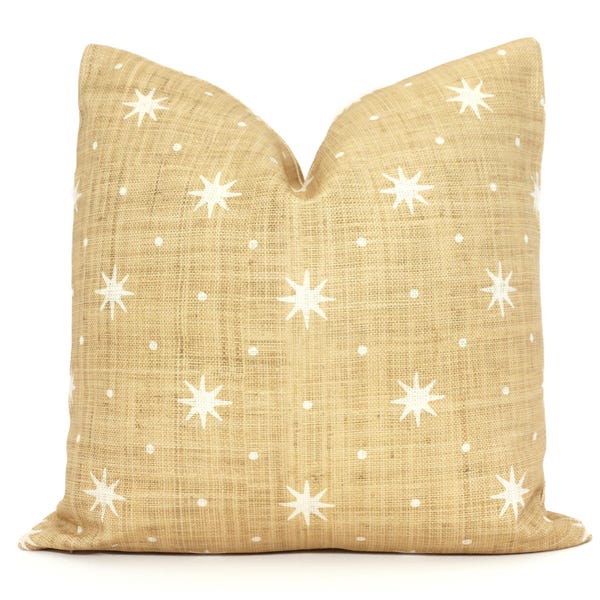 Sister Parish Serendipity Pillow Cover: Raffia Tan & White Cotton Linen