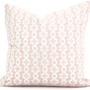 Sister Parish Clara B Pale Pink Decorative Pillow Cover  18x18, 20x20, 22x22, Eurosham or lumbar, Blush pink white cushion