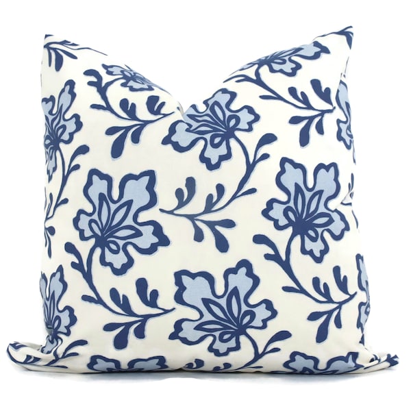 Decorative Pillow Cover Sister Parish in Blue Palmetto Pillow cover, Toss Pillow, Accent Pillow, Throw Pillow, floral pillow cover.