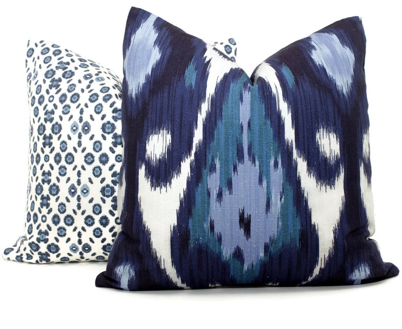 Blue Uzbek Ikat Decorative Pillow Cover Indigo Blue Ikat Decorative Pillow