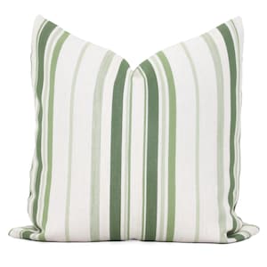 Green Woven Stripe Decorative Pillow Cover, Throw Pillow, Accent Pillow, Pillow Sham