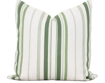 Green Woven Stripe Decorative Pillow Cover, Throw Pillow, Accent Pillow, Pillow Sham