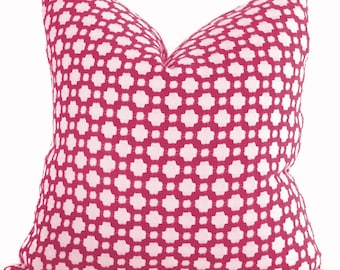 Schumacher Betwixt Magenta Pillow Cover: Woven Accent Pillow