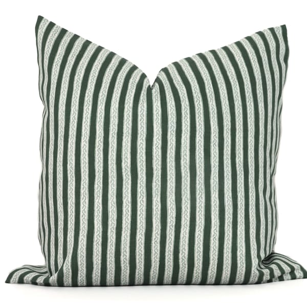 Groene Liana Stripe Lacefield decoratieve kussensloop, sierkussen, accentkussen, kussenschijnsel 18x18 20x20 22x22 24x24 lumbaal kussen