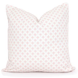 Pale Pink Tiny Palm Print Pillow Cover: Cotton Linen Blend Throw Pillow