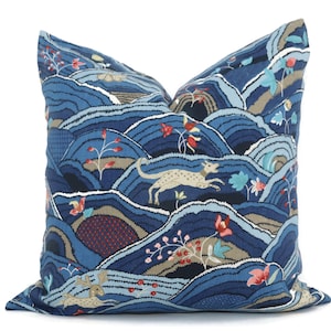 Schumacher Blue Rolling Hills Decorative Pillow Cover 18x18, 20x20, 22x22, 24x24, Eurosham or Lumbar Pillow, throw pillow, toss pillow