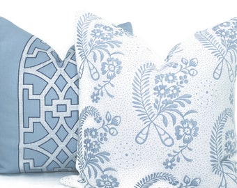 Schumacher Delft Blue Floral Pillow Cover: Vogue Accent Pillow