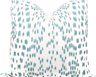 Brunschwig Fils Les Touches Pillow Cover: Aqua Animal Print
