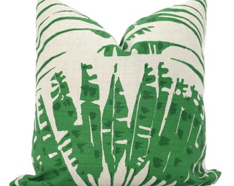 Christopher Farr Green Palma Decorative Pillow Covers 18x18, 20x20 or 22x22, 24x24, 26x26 or lumbar pillow, Tropical Palm pillow cover