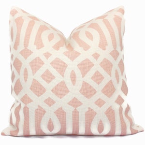 Schumacher Blush Pink Imperial Trellis Decorative Pillow Covers Square 18x18, 20x20 or 22x22, 14x20 or 12x24 Euroshams or Lumbar eor