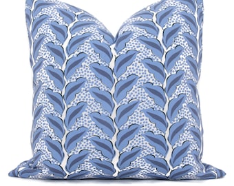 Outdoor Serena Dugan Prussian Blue Cassis Decorative Pillow Cover 18x18, 20x20, 22x22, 24x24, Eurosham Lumbar Pillow, Tropical leaves pillow