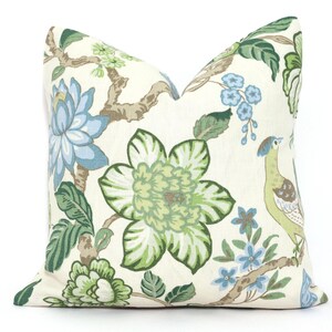 Schumacher Huntington Garden Pillow Cover: Timothy Corrigan Paradise Floral Linen Toss Pillow image 2