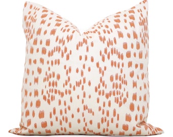 Brunschwig Fils Les Touches Tangerine and Off White  Decorative Pillow Cover  18x18, 20x20, 22x22, Eurosham lumbar, orange polka dot cushion