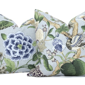 Spa Blue Hill Garden Pillow Decorative Pillow Cover 18x18, 20x20, 22x22, Eurosham, lumbar Thibaut cushion cover, toss pillow accent pillow