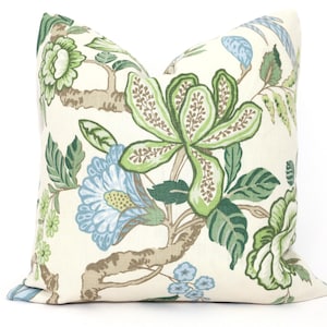 Schumacher Huntington Garden Pillow Cover: Timothy Corrigan Paradise Floral Linen Toss Pillow image 1