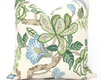 Schumacher Hoodedton Garden Kissenbezug: Timothy Corrigan Paradise Florales Leinenkissen