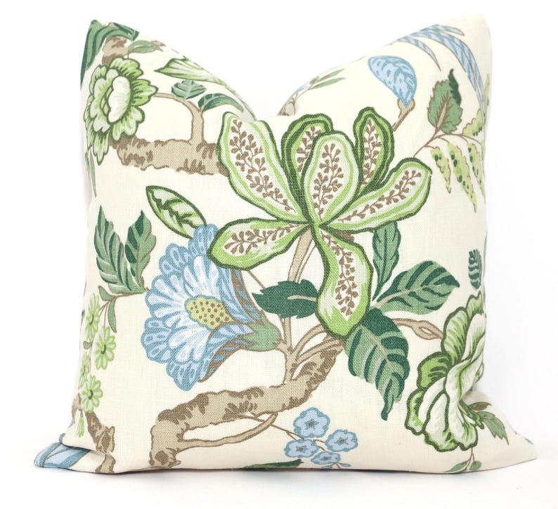 Schumacher Huntington Garden Pillow Cover: Timothy Corrigan Paradise Floral Linen Toss Pillow image 1