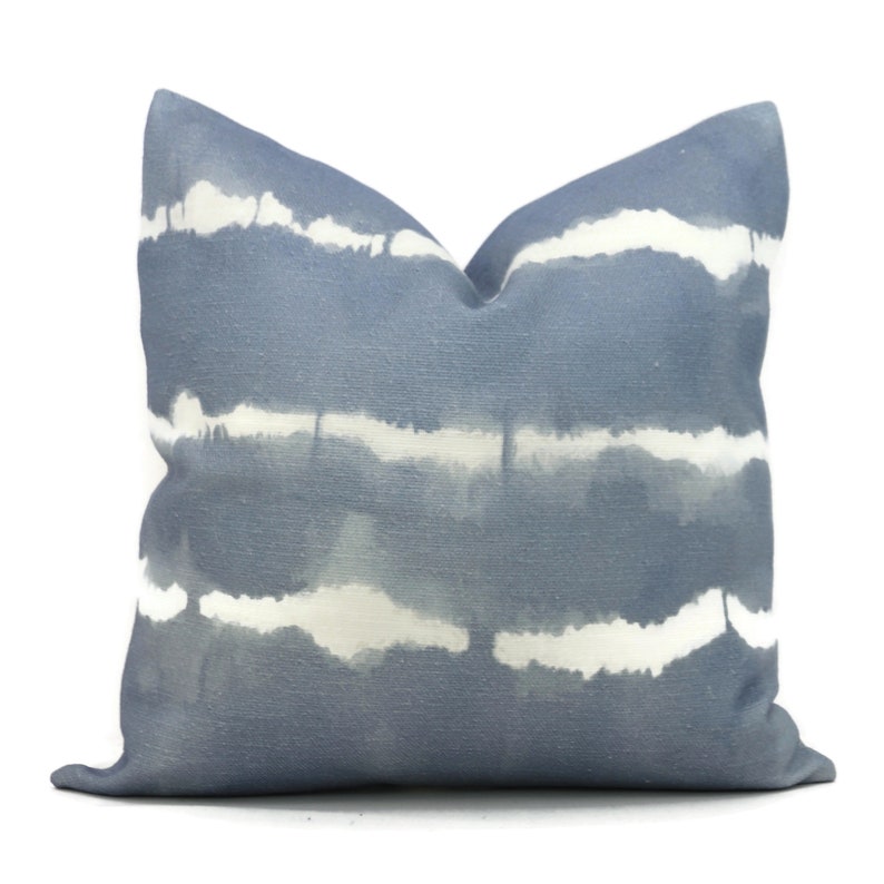 Chambray Light Blue Shibori Stripe Pillow Cover Square Euro Etsy