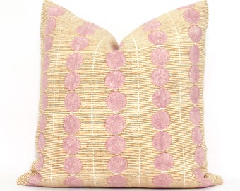 Copper Rose Hand Sun Rise Block Print Pillow Cover - Molly Mahon Schumacher Fabric