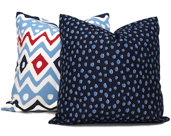 Navy Fauna Spotted Pillow Cover Choose your size  Square, Eurosham or Lumbar pillow, Kravet fabric, toss pillow, throw pillow