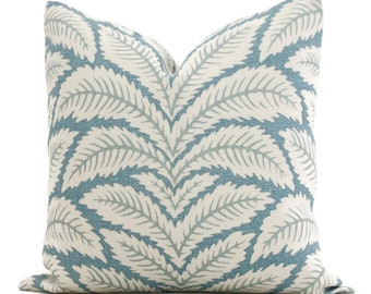 Aqua Talavera Linen Pillow Cover by Brunschwig & Fils