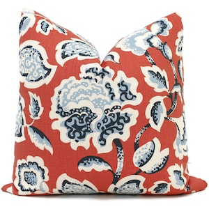 Decorative Pillow Cover Red Deco Flower 18x18, 20x20, 22x22, 24x24, Eurosham, Lumbar Pillow, Floral pillow, Josef Frank pillow