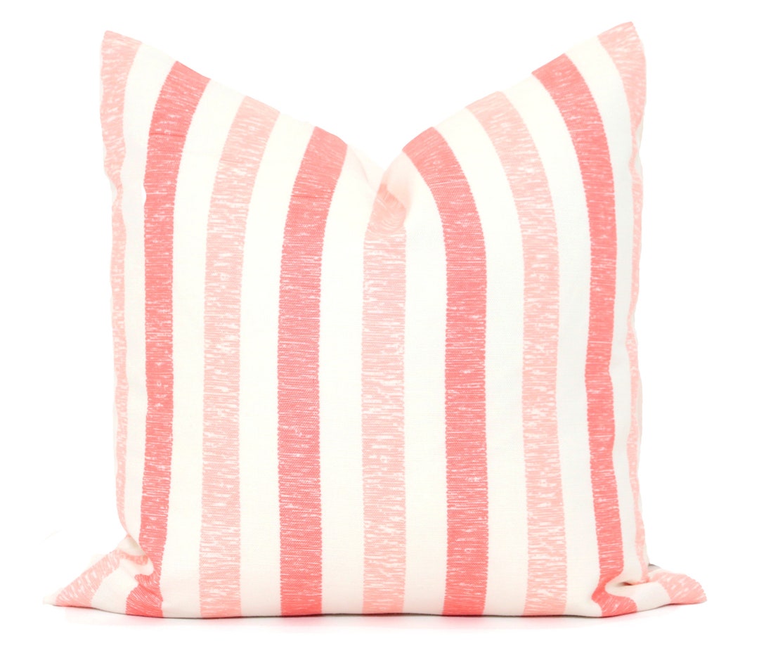 Pink and white striped pillow hotsell