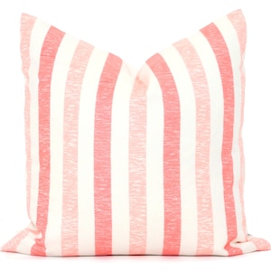 Pink Striped Linen Throw Pillow Cover - Palm Orleans Design