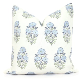 Lisa Fine Mughal Floral Decorative Pillow Cover 18x18, 20x20, 22x22, 24x24, Eurosham or Lumbar Pillow, block print pillow Monsoon