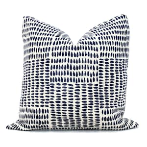 Sister Parish Navy Blue Albert Decorative Pillow Cover  18x18, 20x20, 22x22, Eurosham or lumbar Navy blue off white