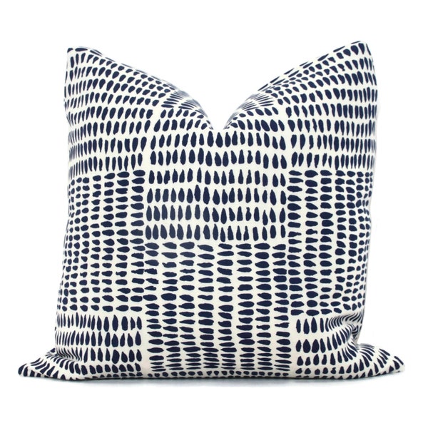 Sister Parish Navy Blue Albert Decorative Pillow Cover  18x18, 20x20, 22x22, Eurosham or lumbar Navy blue off white