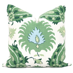 Brunschwig and Fils Green Kashmiri Decorative Pillow Cover 18x18, 20x20, 22x22, Eurosham or lumbar cushion cover, toss pillow accent pillow image 1
