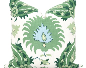 Green Kashmiri Pillow Cover: Brunschwig & Fils Linen Decorative Cushion rts