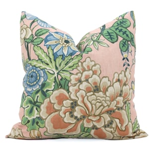 Blush Peony Garden Pillow Decorative Pillow Cover 18x18, 20x20, 22x22, Eurosham, lumbar Thibaut cushion cover, toss accent pillow