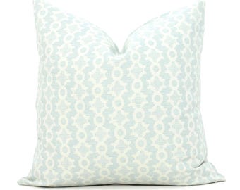 Sister Parish Clara B Light Blue Pillow Cover: Geometric Trellis Design