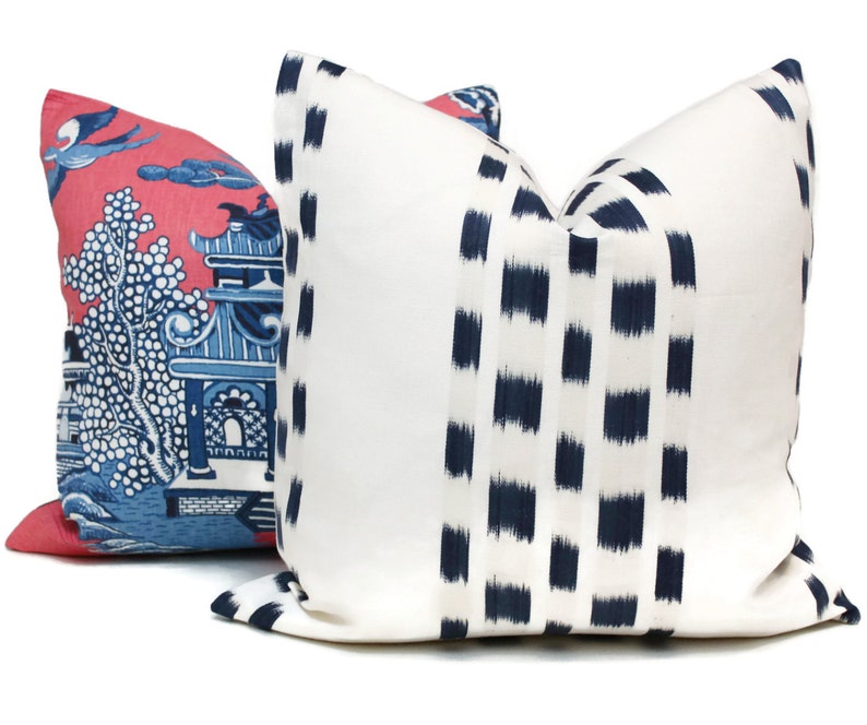 Square or Lumbar pillow Accent Pillow Throw Pillow Schumacher Blue Izmir Ikat Decorative Pillow Cover