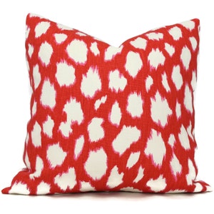Maraschino Leokat Pillow Cover Choose your size  Square, Eurosham or Lumbar pillow, Kravet Kate Spade fabric, toss pillow, red throw pillow