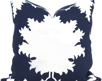 Schumacher Garden of Persia Pillow Cover: Indigo Blue Linen