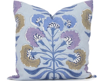 Blue and Lavender Tybee Tree Decorative Pillow Cover  18x18, 20x20, 22x22  Eurosham or lumbar Thibaut cushion cover, toss accent pillow