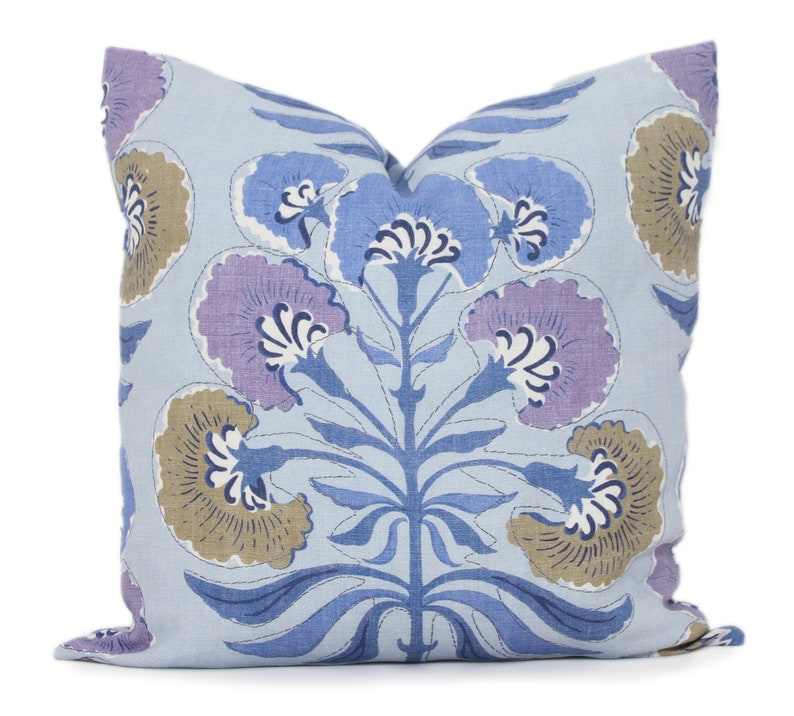 Blue and Lavender Tybee Tree Decorative Pillow Cover 18x18, 20x20, 22x22 Eurosham or lumbar Thibaut cushion cover, toss accent pillow image 1