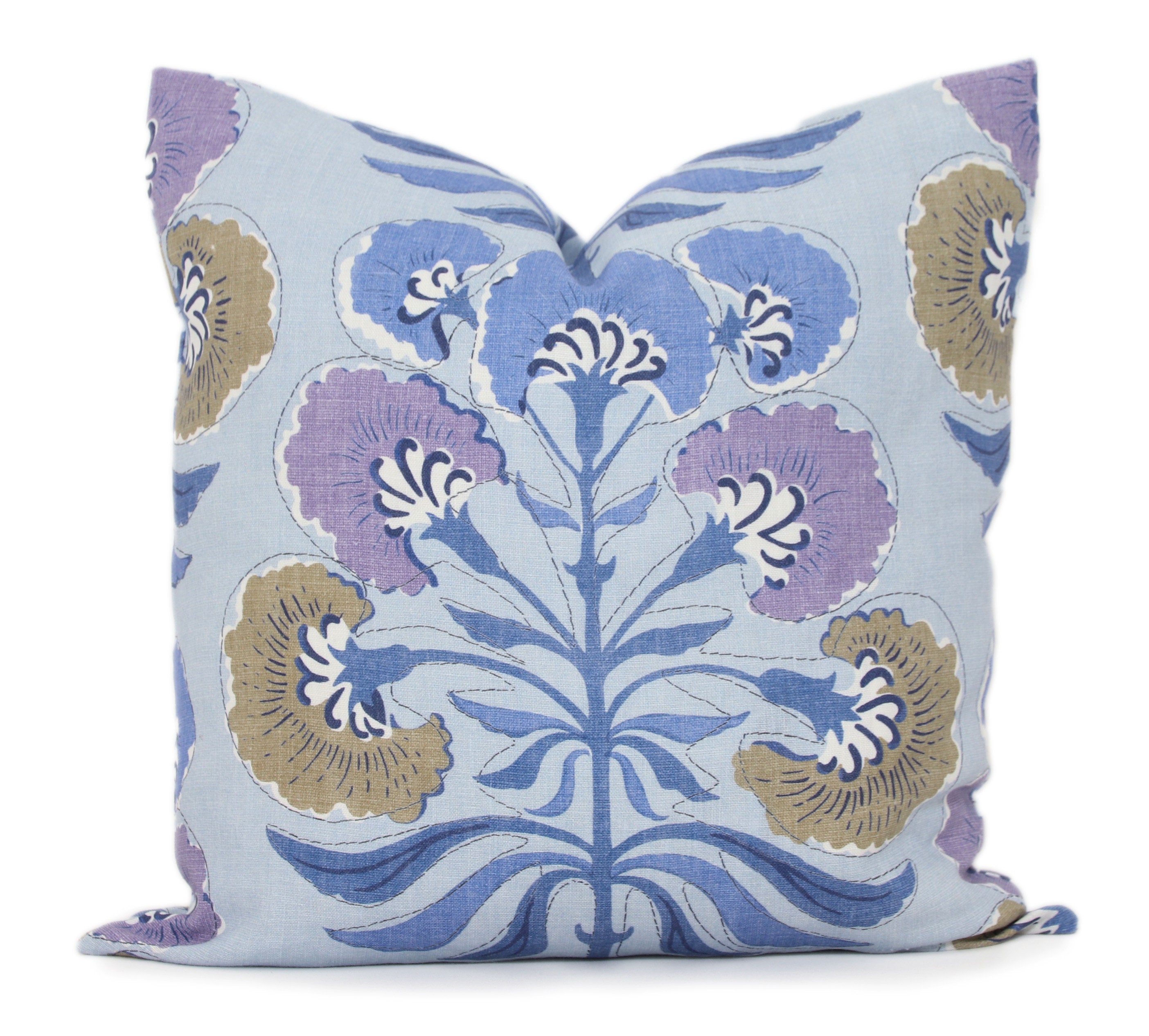 Blue and Lavender Tybee Tree Decorative Pillow Cover  18x18, 20x20, 22x22  Eurosham or lumbar Thibaut cushion cover, toss accent pillow