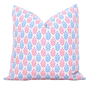 Cerulean Blue Pink Lotti Decorative Pillow Cover, Throw Pillow, Accent Pillow, Pillow Sham blue pink floral pillow Danika Herrick eor